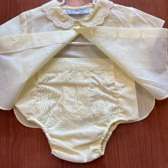 Vintage A Little Angel Yellow Unisex Baby Outfit ~ Birth to 3 months ~ Embroider - Picture 2 of 4